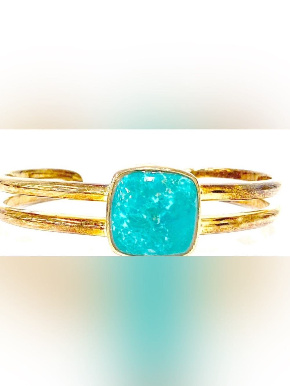 Rare Larimar Stone Double Cuff Bracelet